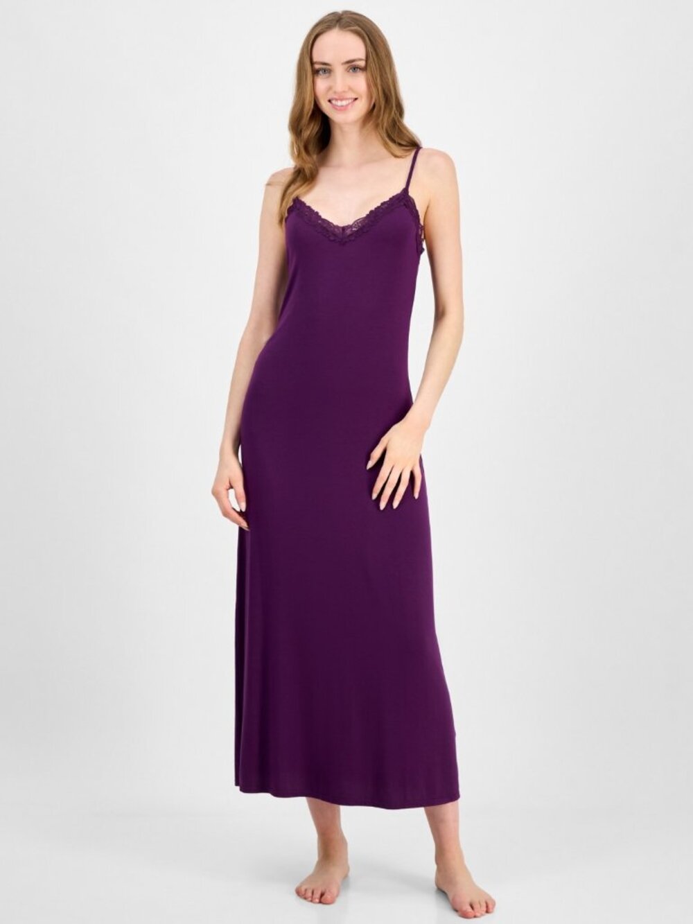#2451 I.n.c. International Concepts Women's Lace-Trim Knit Nightgown